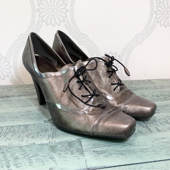 Stuart Weitzman Cavendish Shoes Bronze Tie Heels 8.5 - Picture 2 of 15